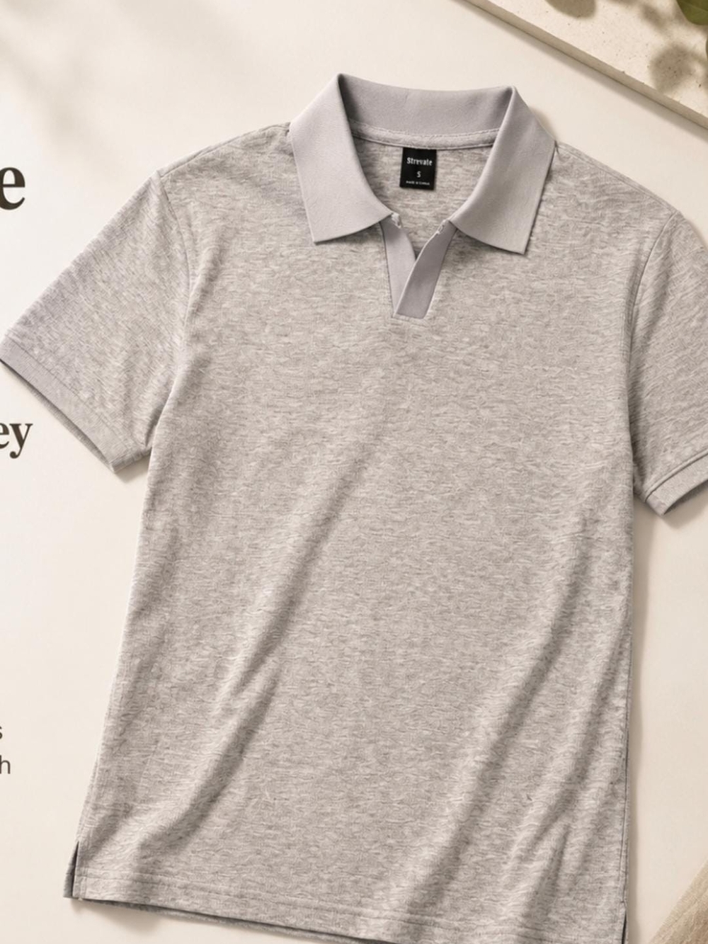 Men’s Heather Light Gray Polo with Contrast Collar